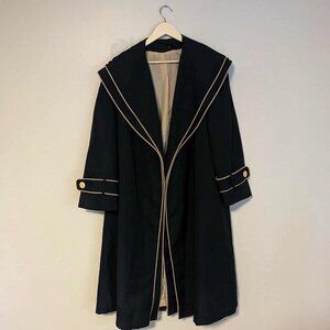 Elegant Black Trench Coat with Gold Accents